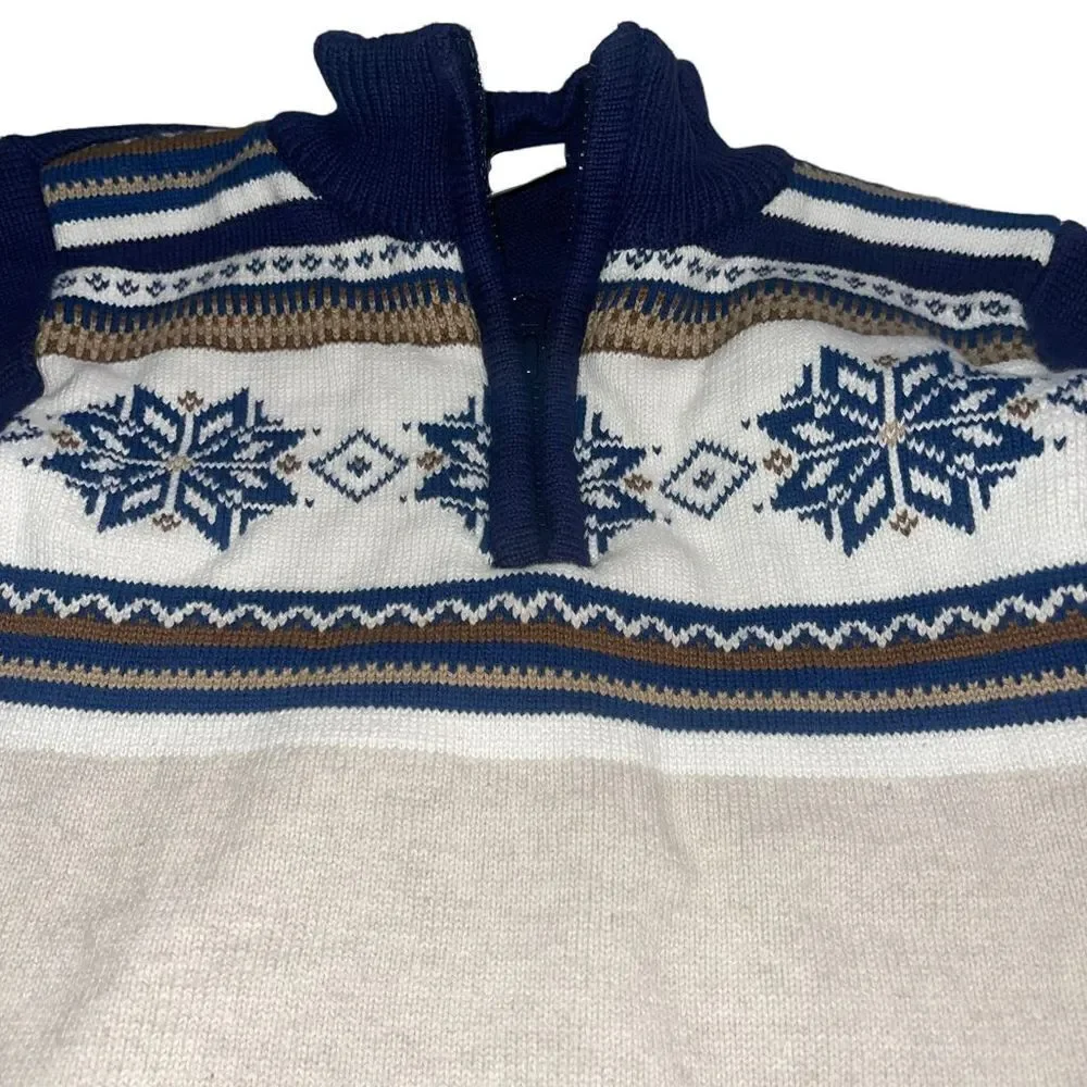 Gymboree Navy & Cream Snowflake 1/4 Zip Sweater - Size‎ Small (5/6)